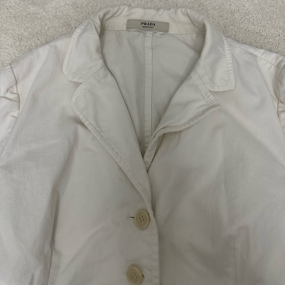 Prada vintage white jean jacket with collar size 46 - Picture 4 of 13
